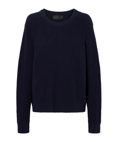 Nili Lotan Tarik Cotton And Silk-blend Sweatshirt In Blue