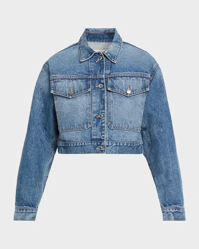 Nili Lotan Clement Crop Denim Jacket In Blue