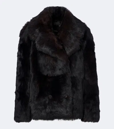 Nili Lotan Cleophee Double-breasted Shearling Jacket In Black