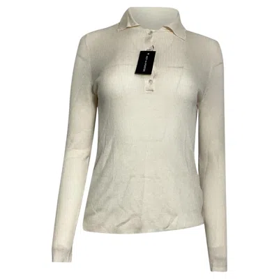 Pre-owned Nili Lotan Collared Sweater In Cream Wool In White