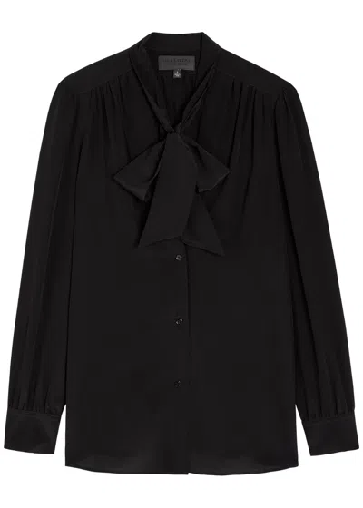 Nili Lotan Colt Tie-neck Silk Blouse In Black