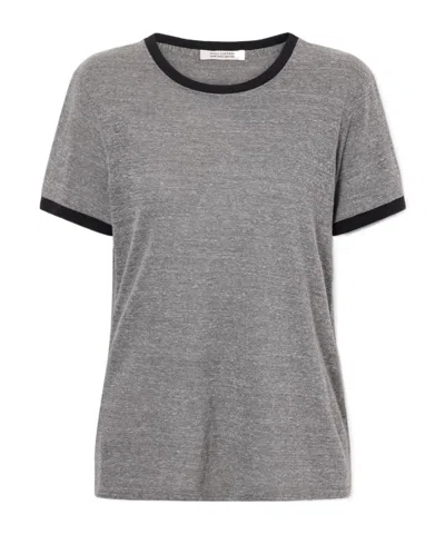 Nili Lotan Contrast Trim Crew Neck Short-sleeve T-shirt In Gray