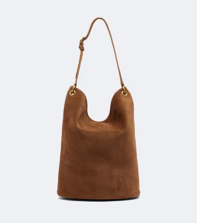 Nili Lotan Cooper Medium Suede Shoulder Bag In Brown