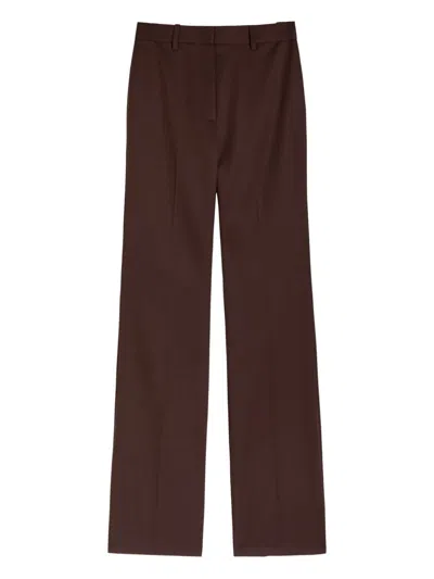 Nili Lotan Corette Belt-loop Trousers In Brown
