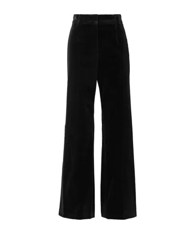 Nili Lotan Corette Cotton-blend Velvet Flared Pants In Black