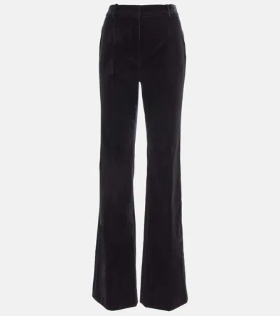 Nili Lotan Corette Velvet Straight Pants In Black