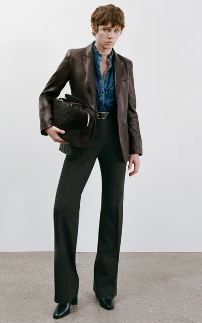 Nili Lotan Corette Wool Pants In Brown