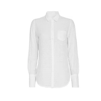 Nili Lotan Cotton Eyelet Polo Shirt In White