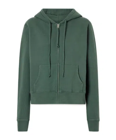 Nili Lotan Cotton-jersey Zip-up Hoodie In Green
