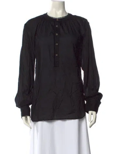 Pre-owned Nili Lotan Crew Neck Long Sleeve Polo In Black
