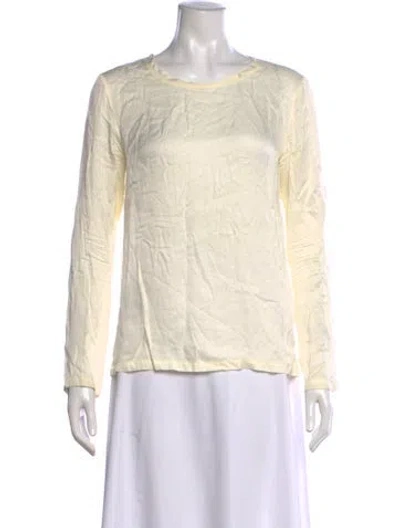 Pre-owned Nili Lotan Crew Neck Long Sleeve Top In White