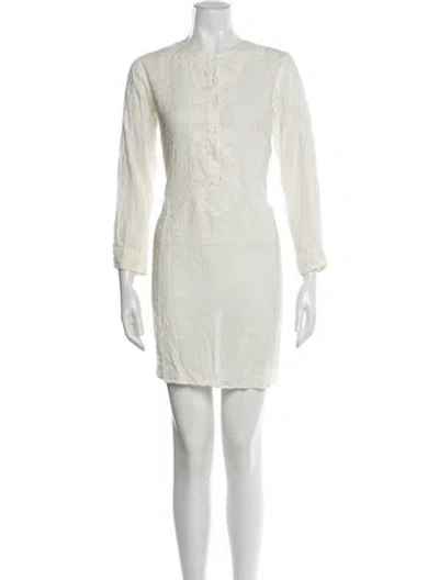 Pre-owned Nili Lotan Crew Neck Mini Dress In White