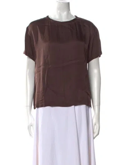 Pre-owned Nili Lotan Crew Neck Short Sleeve Blouse In Brown