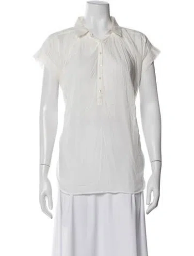 Pre-owned Nili Lotan Crew Neck Short Sleeve Blouse In White