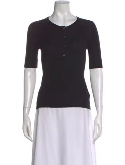 Pre-owned Nili Lotan Crew Neck Three-quarter Sleeve Polo In Black