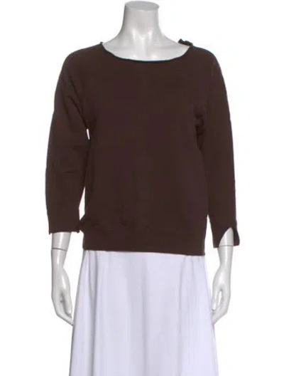Pre-owned Nili Lotan Crew Neck Three-quarter Sleeve Sweatshirt In Brown