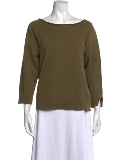 Pre-owned Nili Lotan Crew Neck Three-quarter Sleeve Sweatshirt In Green