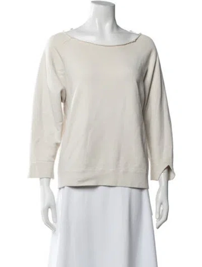 Pre-owned Nili Lotan Crew Neck Three-quarter Sleeve Sweatshirt In White