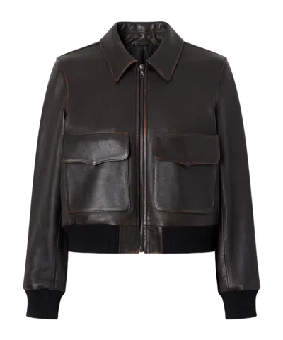 Nili Lotan Cropped Leather Jacket In Black