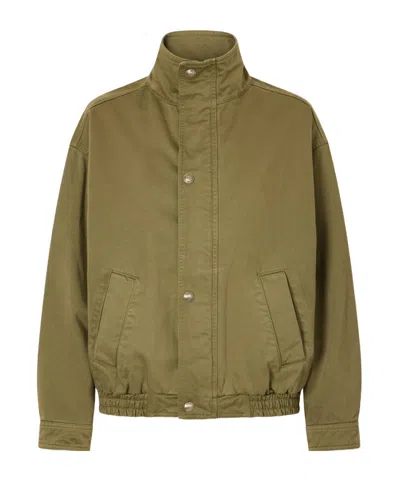 Nili Lotan Klaire Cotton Shell Blouson Jacket In Green