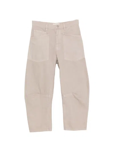 Nili Lotan Curved-leg Patch-pocket Trousers In Neutral