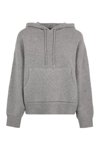 Nili Lotan Dana Knit Pullover Hoodie In Grey