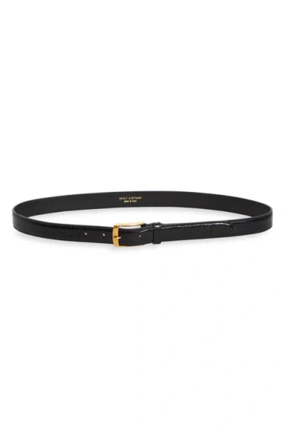 Nili Lotan Dana Leather Belt In Black