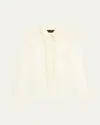 Nili Lotan Danika Ruffle Button Down Silk Top In Ivory