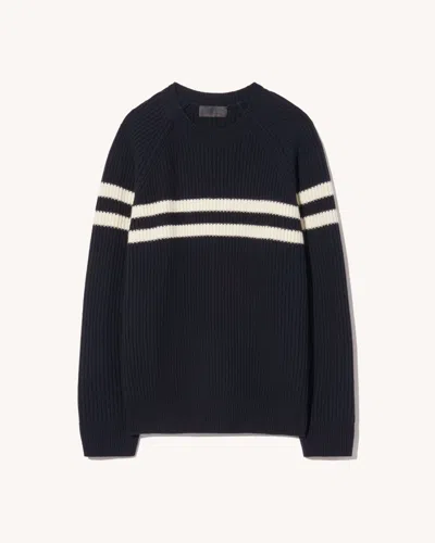 Nili Lotan Darius Sweater In Dark Navy/ivory