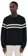 Nili Lotan Darius Sweater Dark Navy/ivory In Dark Navy/ivory