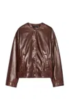 Nili Lotan Deja Leather Bomber Jacket In Red