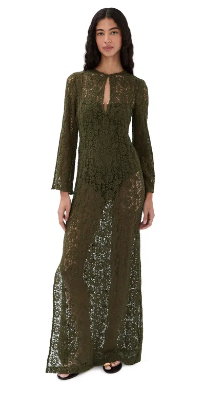 Nili Lotan Della Crocheted Cotton Maxi Dress In Green