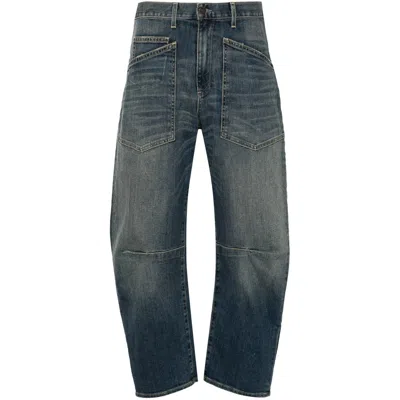 Nili Lotan Shon Barrel Jeans In Classic Wash In Blue