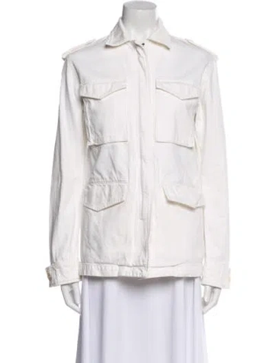 Pre-owned Nili Lotan Denim Jacket In White