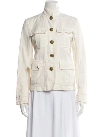 Pre-owned Nili Lotan Denim Jacket In White