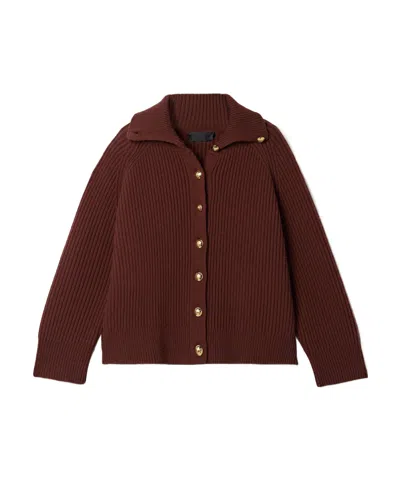 Nili Lotan Deryl Ribbed Cashmere Cardigan In Brown