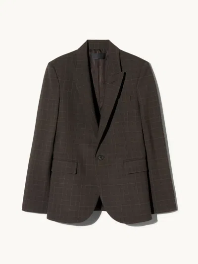 Nili Lotan Diane Blazer Cigar Plaid 6 In Brown