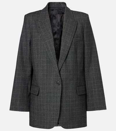 Nili Lotan Diane Checked Wool-blend Blazer In Gray