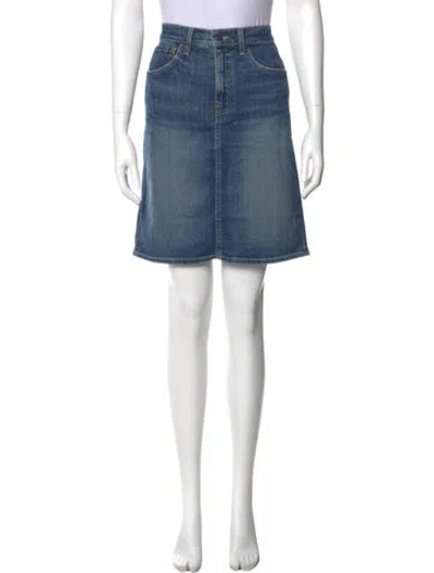 Pre-owned Nili Lotan Distressed Accents Knee-length Skirt In Blue