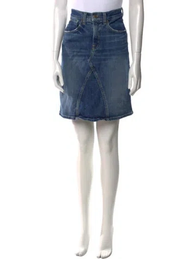 Pre-owned Nili Lotan Distressed Accents Knee-length Skirt In Blue