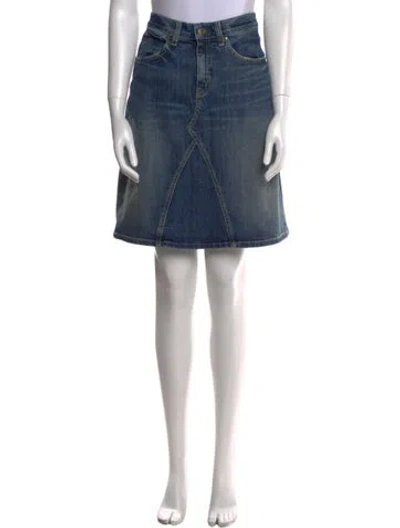 Pre-owned Nili Lotan Distressed Accents Knee-length Skirt In Blue