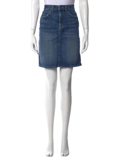 Pre-owned Nili Lotan Distressed Accents Knee-length Skirt In Blue