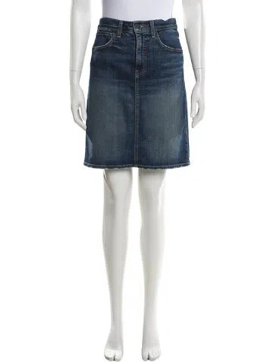 Pre-owned Nili Lotan Distressed Accents Knee-length Skirt In Blue