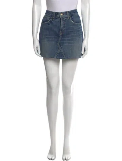 Pre-owned Nili Lotan Distressed Accents Mini Skirt In Blue