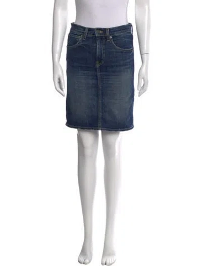 Pre-owned Nili Lotan Distressed Accents Mini Skirt In Blue