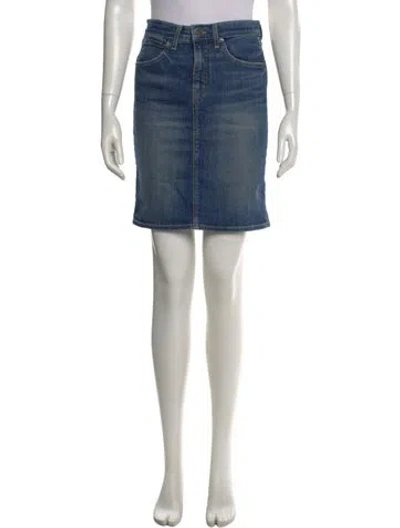 Pre-owned Nili Lotan Distressed Accents Mini Skirt In Blue