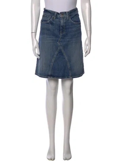 Pre-owned Nili Lotan Distressed Accents Mini Skirt In Blue