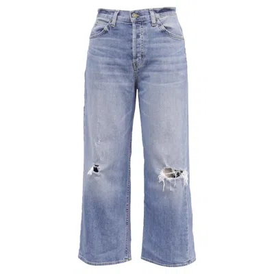 Nili Lotan Distressed Cropped Flared Jeans In Blue Cotton