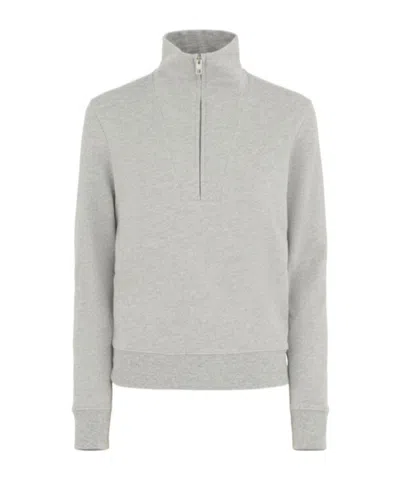 Nili Lotan Diya 1/4 Zipper Cotton Blend Sweatshirt In Gray