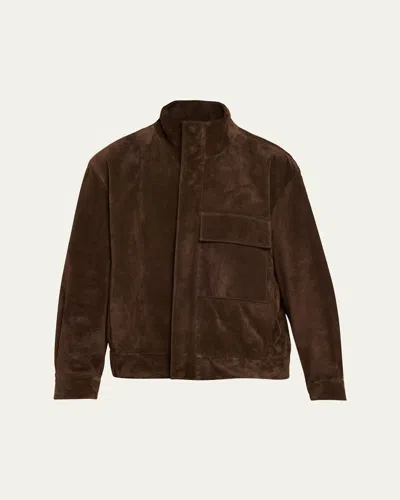 Nili Lotan Dominic Calfskin Suede Jacket In Brown